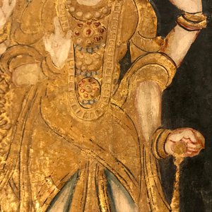 Thanjavur school, Zuid-India: Vishnu rustend op Ananta-Shesha, pigment en bladgoud op textiel, 19/20e eeuw — foto 25