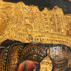 Thanjavur school, Zuid-India: Vishnu rustend op Ananta-Shesha, pigment en bladgoud op textiel, 19/20e eeuw — foto 34