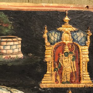 Thanjavur school, Zuid-India: Vishnu rustend op Ananta-Shesha, pigment en bladgoud op textiel, 19/20e eeuw — foto 42