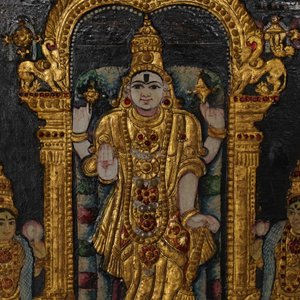 Thanjavur school, Zuid-India: Vishnu rustend op Ananta-Shesha, pigment en bladgoud op textiel, 19/20e eeuw — foto 80