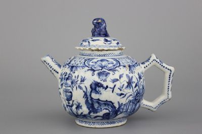 Théière rare en faïence de Delft, chinoiserie, Cornelis De Berg, De Witte Starre, 18e