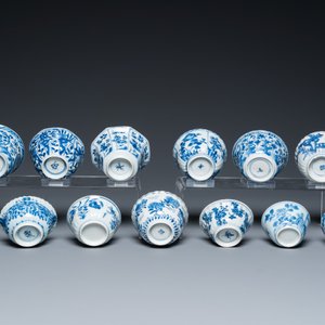 Thirteen Chinese blue and white cups and saucers, Kangxi — photo 11
