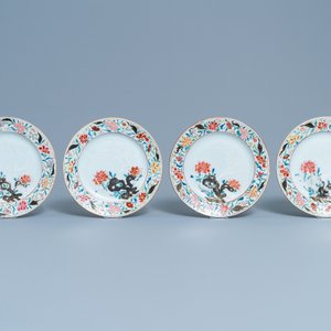 Thirteen Chinese famille rose bianco sopra bianco plates, Qianlong — 照片 6