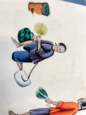 Three albums and two frames with Chinese rice paper paintings of figures, fauna and flora, Tak Shang Saihing St. Canton, 19/20th C. — 照片 25