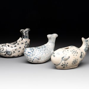 Three Annamese or Vietnamese blue and white fish-form water droppers, 15/16th C. — photo 1