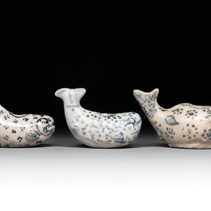 Three Annamese or Vietnamese blue and white fish-form water droppers, 15/16th C. — photo 5