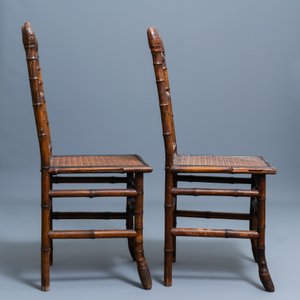 Three bamboo 'Japonism' chairs and a bench, probably Daï Nippon, Paris, late 19th C. — 照片 16