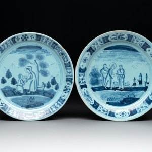 Three blue and white Delftware 'biblical subject' plates, Delft and Nurenberg, 18th C. — photo 2