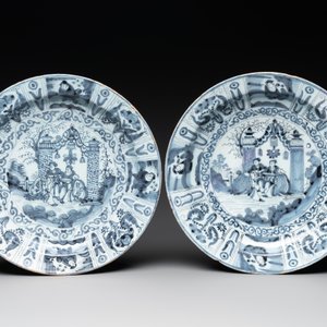 Three blue and white Dutch Delft chinoiserie dishes, late 17th C. — photo 2