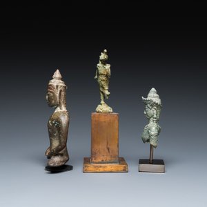 Three bronze Khmer sculptures of Buddha, Himmapan and Uma, Cambodia and Thailand, Bayon, 11th C. and later — 照片 5