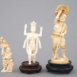 Three carved ivory figures, Japan and India, 19th C. — photo 1