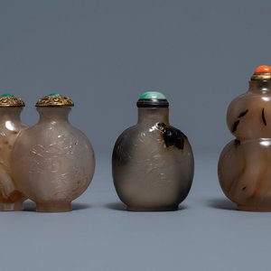 Three Chinese agate snuff bottles, 19/20th C. — photo 1