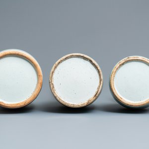 Three Chinese blue and white and celadon-ground 'Buddhist lion' vases, 19th C. — 照片 6