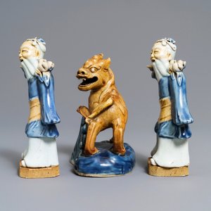 Three Chinese blue and white biscuit figures, Qianlong — photo 5