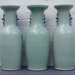 Three Chinese blue and white celadon-ground vases, 19th C. — 照片 9