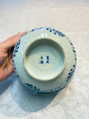 Three Chinese blue and white 'Fish' bowls and a bottle vase, Kangxi marks, 19th C. — 照片 30