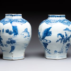 Three Chinese blue and white 'Lian Sheng San Ji 連升三級' vases, Transitional period — foto 11