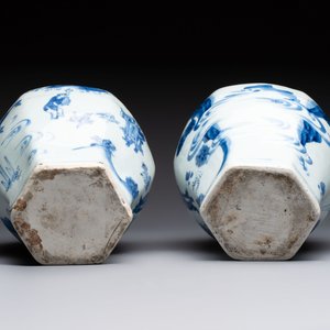 Three Chinese blue and white 'Lian Sheng San Ji 連升三級' vases, Transitional period — foto 13