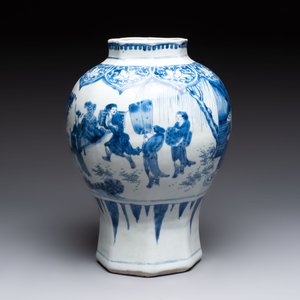 Three Chinese blue and white 'Lian Sheng San Ji 連升三級' vases, Transitional period — foto 4