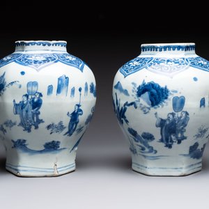 Three Chinese blue and white 'Lian Sheng San Ji 連升三級' vases, Transitional period — foto 8