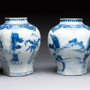 Three Chinese blue and white 'Lian Sheng San Ji 連升三級' vases, Transitional period — foto 10