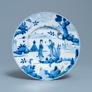 Three Chinese blue and white 'Long Eliza' plates, Kangxi/Yongzheng — 照片 2