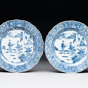 Three Chinese blue and white plates, three saucers and an octagonal dish, Qianlong — 照片 4