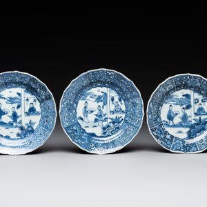 Three Chinese blue and white plates, three saucers and an octagonal dish, Qianlong — 照片 6