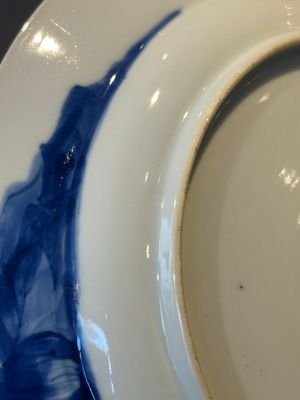 Three Chinese blue and white plates with figural design, Chenghua and Kangxi mark, Kangxi — photo 27
