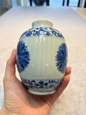 Three Chinese blue and white tea caddies, Chenghua mark, Shunzhi and later — photo 12