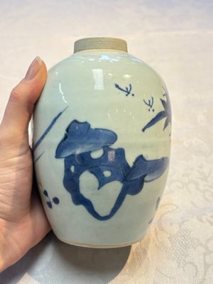 Three Chinese blue and white tea caddies, Chenghua mark, Shunzhi and later — photo 17