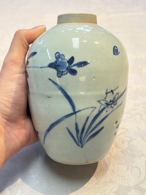 Three Chinese blue and white tea caddies, Chenghua mark, Shunzhi and later — photo 20