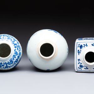 Three Chinese blue and white tea caddies, Chenghua mark, Shunzhi and later — photo 6