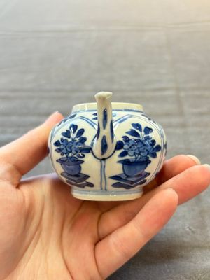Three Chinese blue and white teapots, a cup and a saucer, Kangxi — foto 20