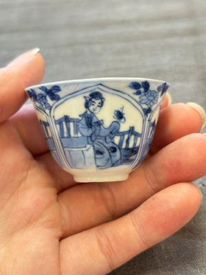 Three Chinese blue and white teapots, a cup and a saucer, Kangxi — foto 6