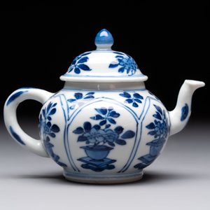 Three Chinese blue and white teapots, a cup and a saucer, Kangxi — foto 12