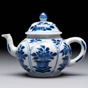 Three Chinese blue and white teapots, a cup and a saucer, Kangxi — foto 10