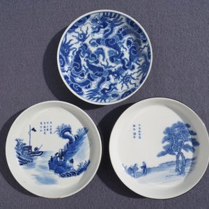 Three Chinese blue and white Vietnamese market 'Bleu de Hue' saucers, 19th C. — photo 18