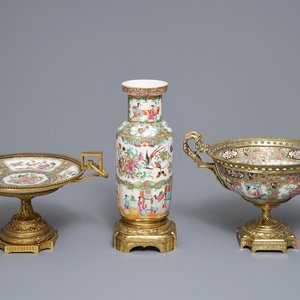 Three Chinese Canton famille rose bronze-mounted wares, 19th C. — photo 1