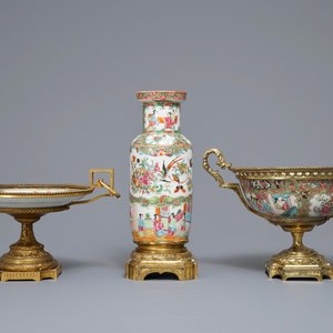 Three Chinese Canton famille rose bronze-mounted wares, 19th C. — photo 2
