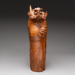 Three Chinese carved bamboo figures and a boxwood carving of a phoenix, 20th C. — photo 2