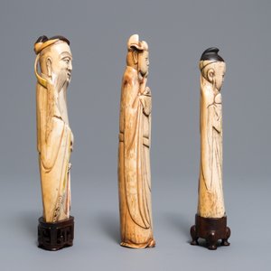 Three Chinese carved ivory and bone figures of immortals, Ming — photo 4