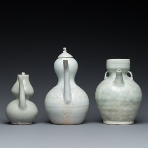 Three Chinese celadon- and qingbai-glazed jugs, Song and later — photo 3