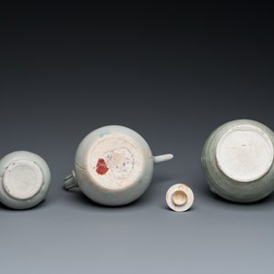 Three Chinese celadon- and qingbai-glazed jugs, Song and later — photo 7