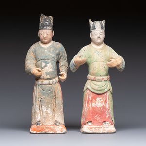 Three Chinese cold painted pottery figures, Sui/Ming — 照片 3