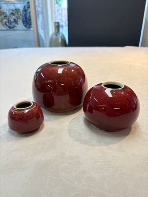 Three Chinese copper-red-glazed water pots, Kangxi mark, 19th C. — photo 1