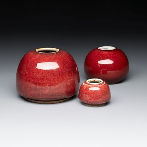 Three Chinese copper-red-glazed water pots, Kangxi mark, 19th C. — photo 1