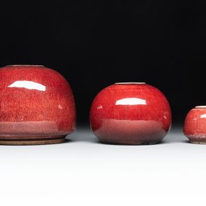 Three Chinese copper-red-glazed water pots, Kangxi mark, 19th C. — photo 2