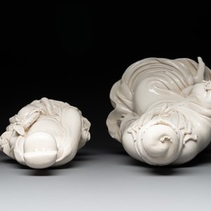 Three Chinese Dehua blanc de Chine figures of Guanyin and Wenchang, He Chaozong 何朝宗 and Dehua 德化 marks, 20th C. — photo 4