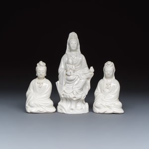 Three Chinese Dehua blanc de Chinese models of Guanyin — photo 2